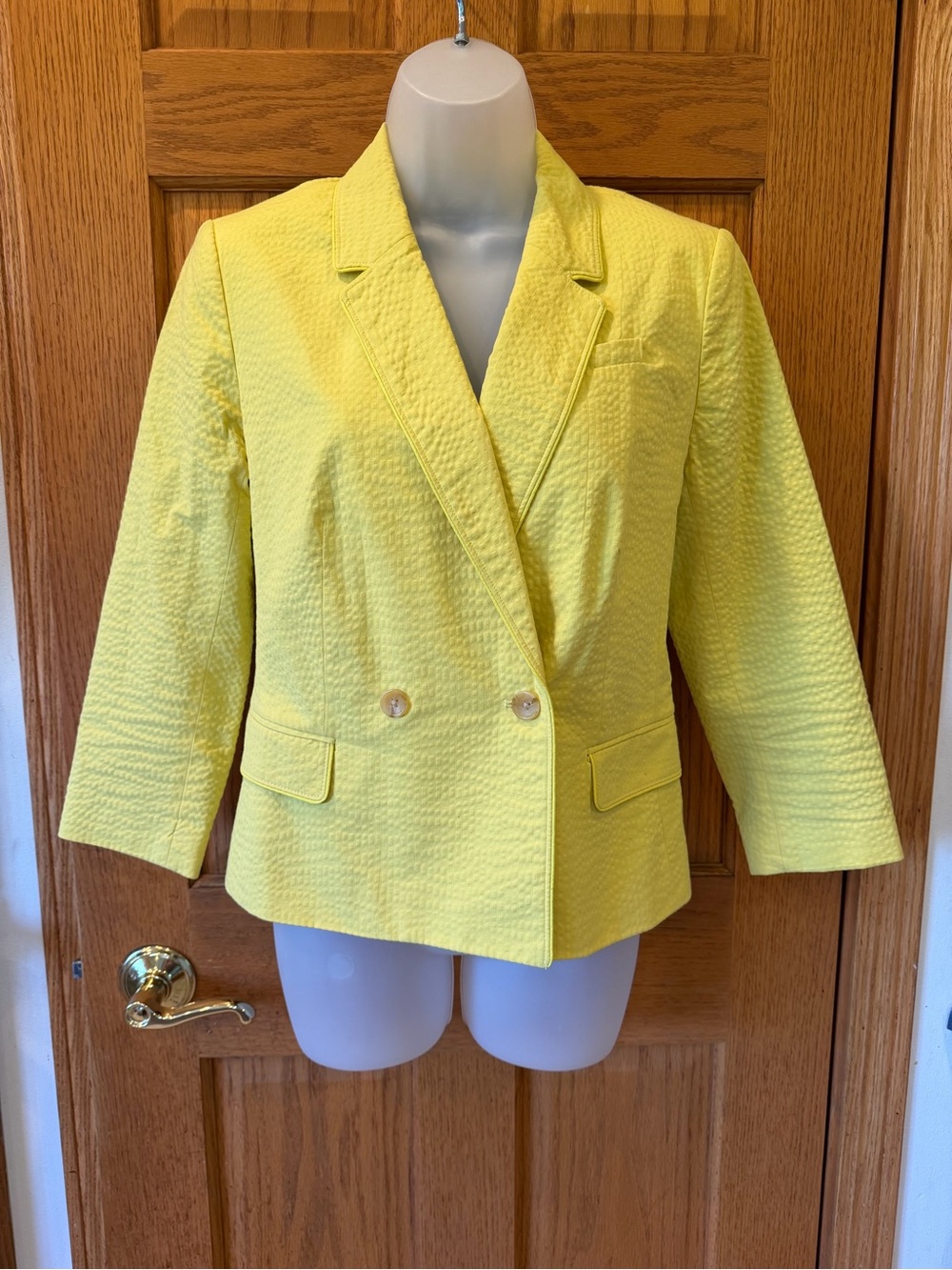 Banana Republic Bright Yellow Double-Breasted Textured Blazer